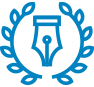 A blue pen inside a laurel wreath- Estate Mate